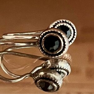 VTG Sterling silver faceted gemstone pierced earrings